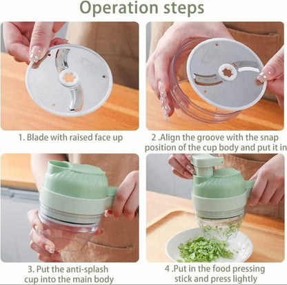VeggieMaster 4-in-1 Vegetable Cutter Set - Electric & Portable